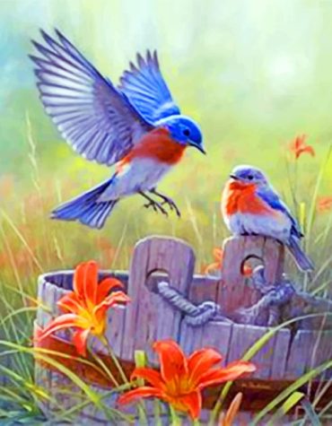 Blue Birds in Nature Paint By Numbers