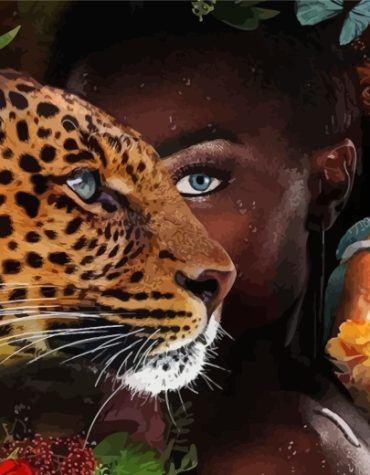 Black Woman and Leopard Paint By Numbers