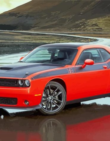 Black And Red Dodge Challenger Paint By Numbers