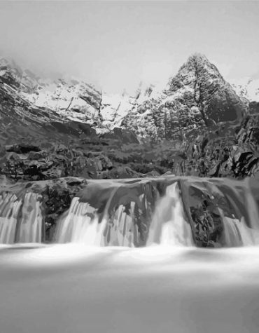 Fairy Pools Black and White Paint By Numbers