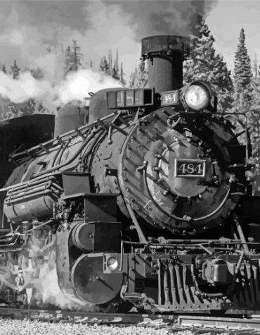 Black and White Train Journey Paint By Numbers