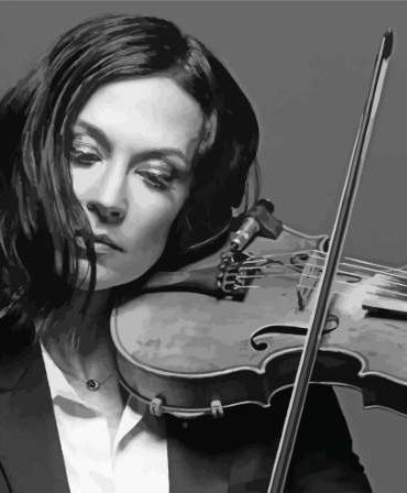 Black and White Woman Violin Paint By Numbers
