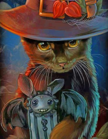 Black Cat Halloween Paint By Numbers