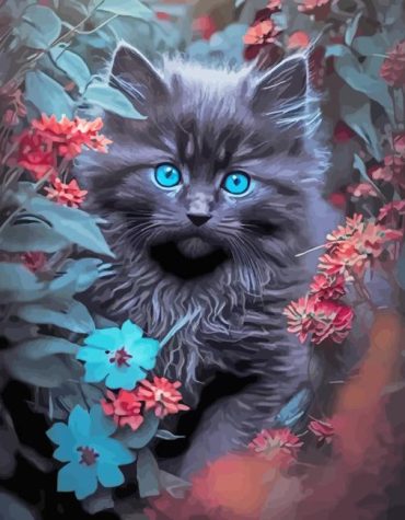 Black Kitten Blue Eyes Paint By Numbers