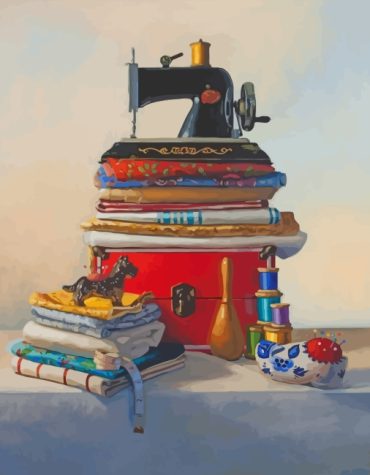 Black Sewing Machine Paint By Numbers