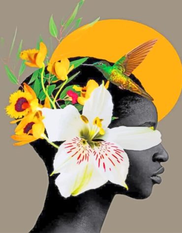 Black Woman and African Flowers Paint By Numbers