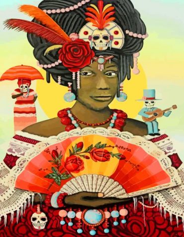 Black Woman and Skulls Paint By Numbers