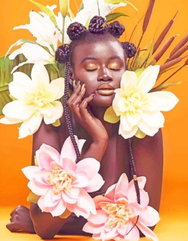 Black Woman Floral Paint By Numbers