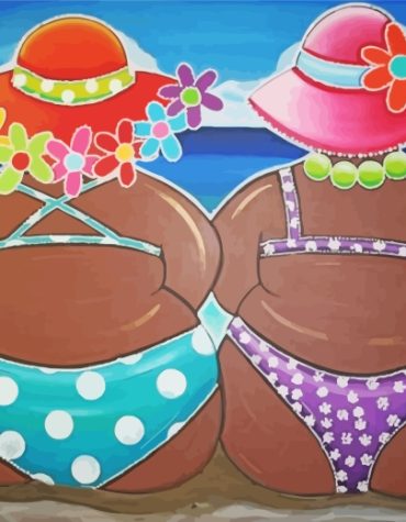 Black Women on Vibrant Beach Paint By Numbers