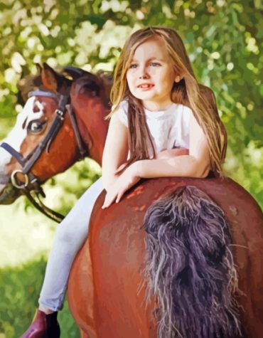 Blonde Rider and Horse Paint By Numbers