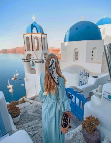 Blonde in Santorini Beaches Paint By Numbers