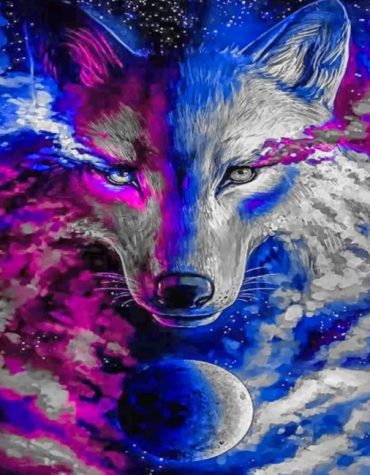 Blue and Purple Wolves Paint By Numbers