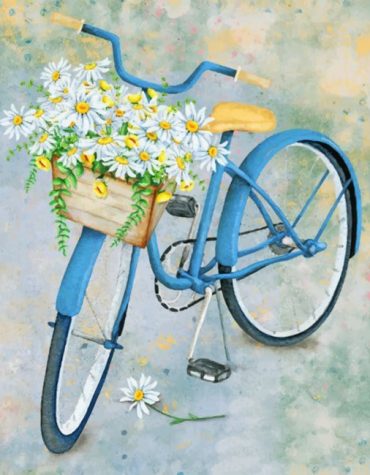 Blue Bicycle with Flowers Paint By Numbers