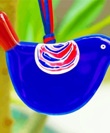 Blue Glass Bird Scene Paint By Numbers