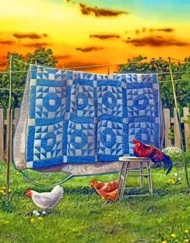 Blue Rooster Quilt Paint By Numbers