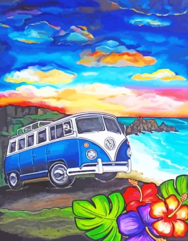 Blue Volkswagen Van Paint By Numbers