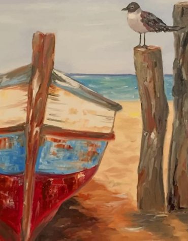 Old World Sparrow and Boat Paint By Numbers