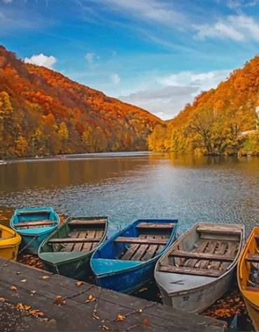 Beautiful Boat Blue Scene Paint By Numbers
