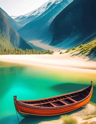 Mountain Lake Boat Paint By Numbers