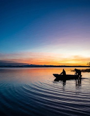 Sunset Lake Boat Scene Paint By Numbers