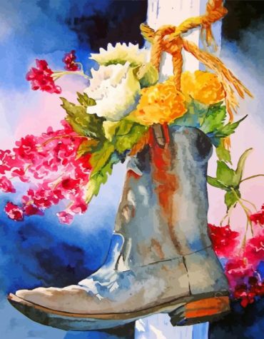 Floral Boots Still Life Paint By Numbers