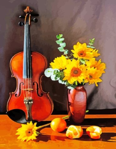 Bouquet and Violin Theme Paint By Numbers