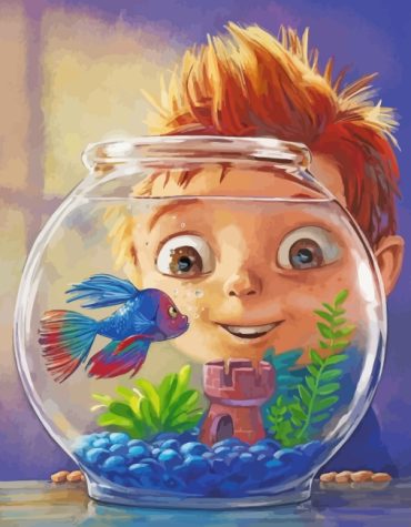 Boys and Fishes Illustration Paint By Numbers