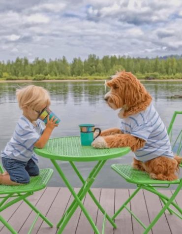 Boy and Puppy Coffee Time Paint By Numbers