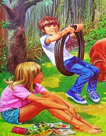 Boy Swinging on Swings Paint By Numbers