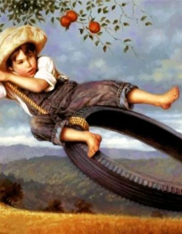 Vintage Boy on Swing Paint By Numbers