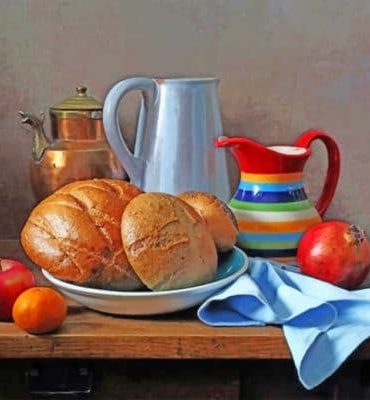 Bread and Fruit Still Life Paint By Numbers