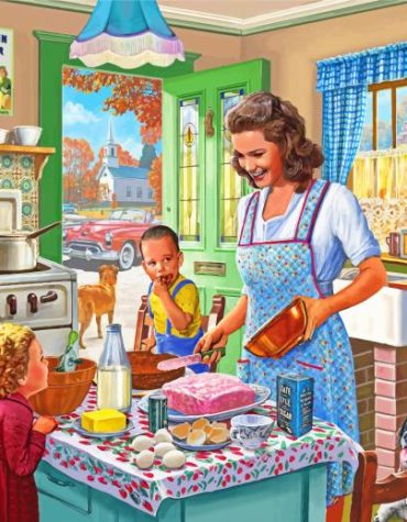 Mother & Child Breakfast Time Paint By Numbers