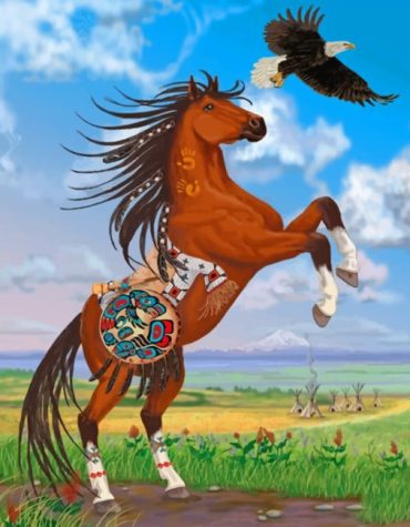 Brown Horse and Eagle Paint By Numbers