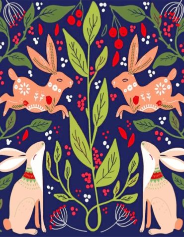 Bunny Folk Art Rabbits Paint By Numbers