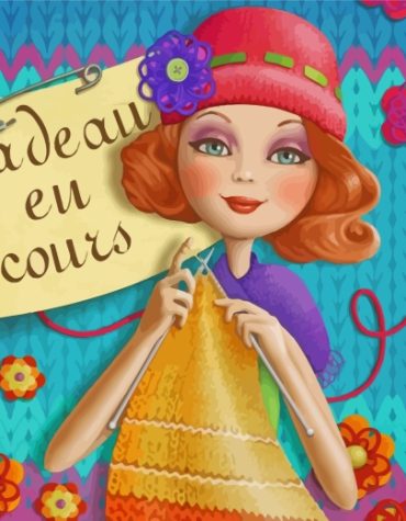 Woman Knitting Illustration Paint By Numbers