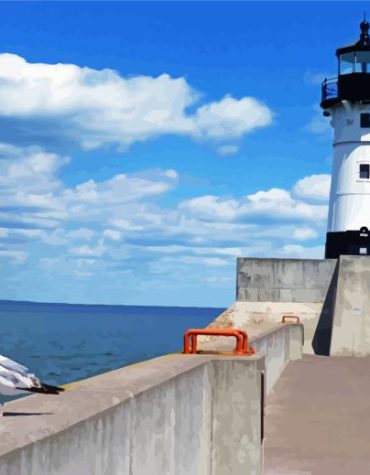 Canal Park Lighthouse Scenic Paint By Numbers