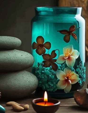 Candle and Floral Bloom Paint By Numbers