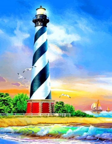 Cape Hatteras Lighthouse Scenic Paint By Numbers