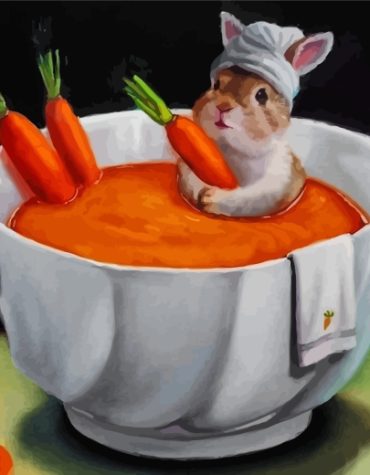 Adorable Bunny and Carrots Paint By Numbers