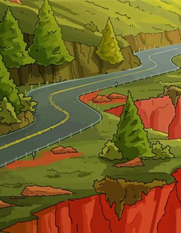 Cartoon Mountain Scene Paint By Numbers