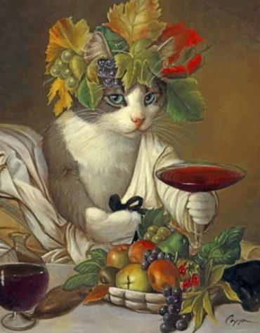 Vintage Cat with Wine Paint By Numbers