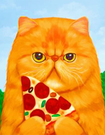 Pizza-Loving Cat Paint By Numbers
