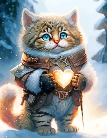 Cartoon Cat with Heart Paint By Numbers