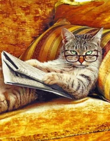 Cat Reading News Paint By Numbers