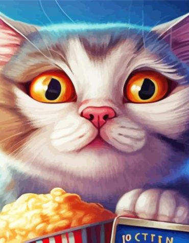 Cat Movie Night Paint By Numbers