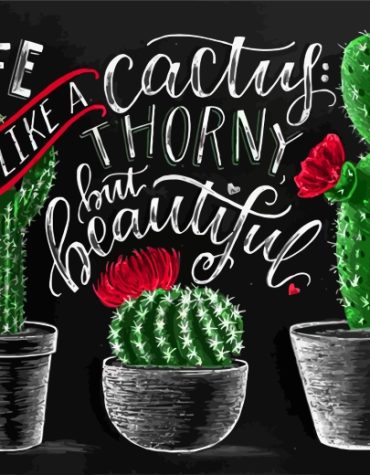 Green Cactus Pot Quotes Paint By Numbers