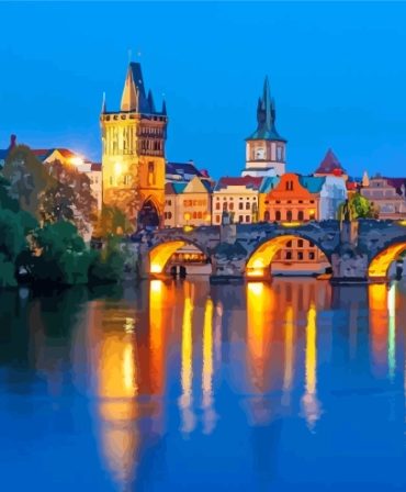 Charles Bridge Nightscape Prague Paint By Numbers