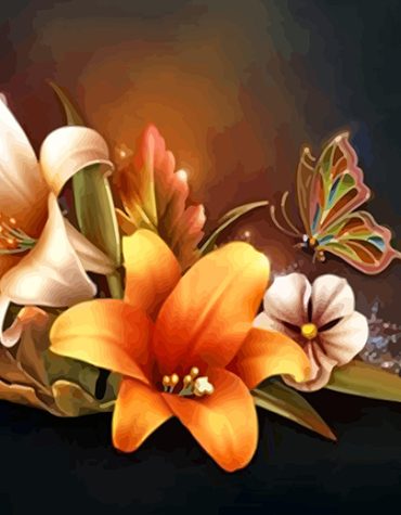 Floral Butterfly Delight Paint By Numbers