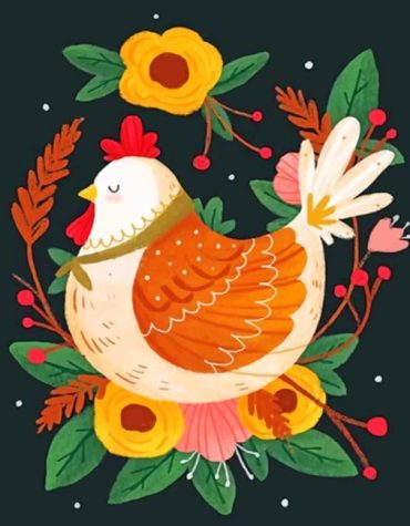 Chicken and Flower Art Paint By Numbers