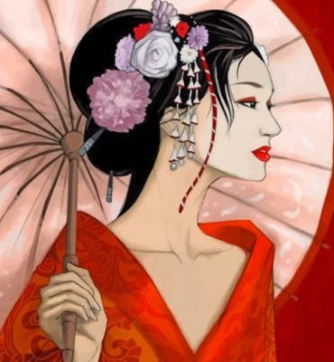 Japanese Geisha in Red Paint By Numbers